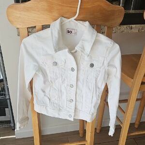 SO Girls' White Jean Jacket Size Medium
